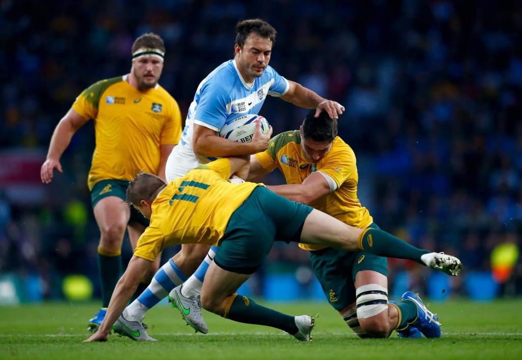 The Wallaby defence holds firm as it did throughout against the Pumas