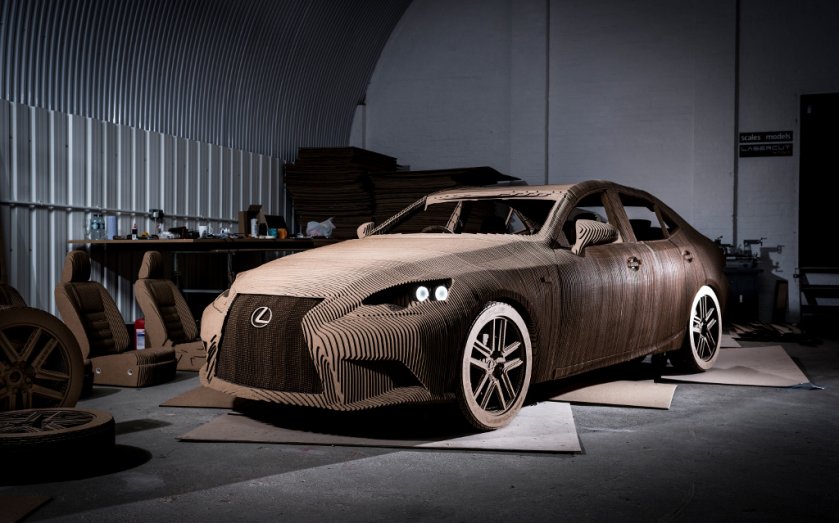 The car is made of 1,700 sheets of cardboard