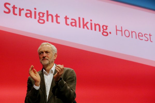 Labour Party leader Jeremy Corbyn makes his first keynote speech since being elected leader of the party during the third day of the Labour Party conference at the Brighton Centre in Brighton Sussex England Tuesday Sept. 29 2015. (Jonathan Brady  PA