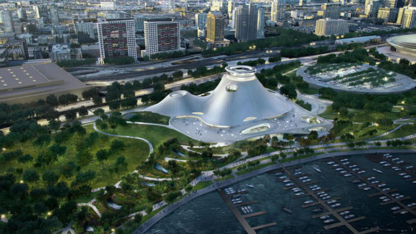 The proposed Lucas Museum of Narrative Art. Image from Chicago Tribune