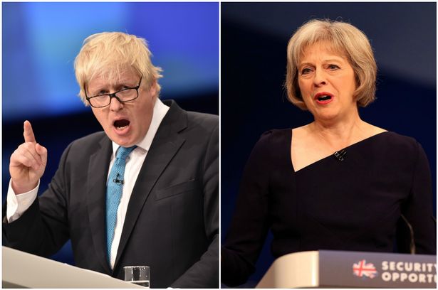 Theresa May took a tough line on immigration while Boris Johnson warned of the gap in pay between staff and chief executives