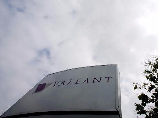 The company logo of Valeant Pharmaceuticals International Inc is seen at its headquarters in Laval Quebec