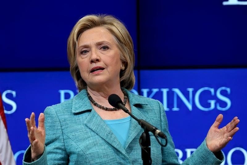 Democratic presidential candidate Hillary Clinton discusses the Iran nuclear agreement at the Brookings Institution in Washingt