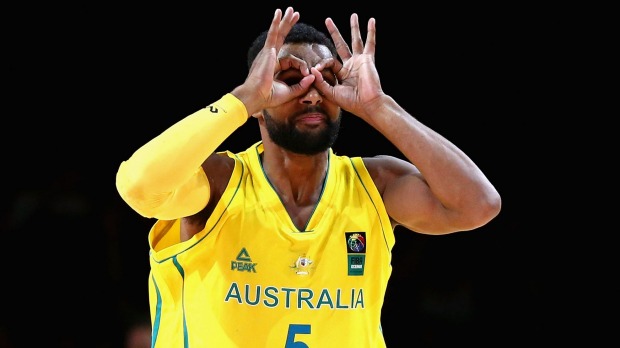 Patty Mills celebrates in his own inimitable style after scoring