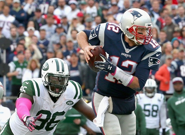 Tom Brady of the New England Patriots during the game against the New York Jets at Gillette Stadium