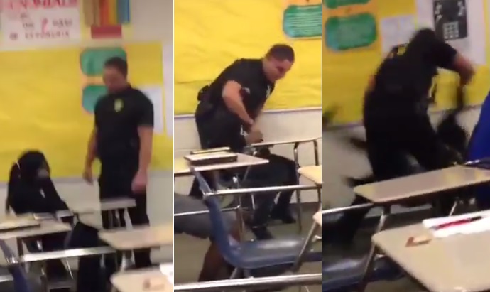 Video shows school officer tossing student in classroom