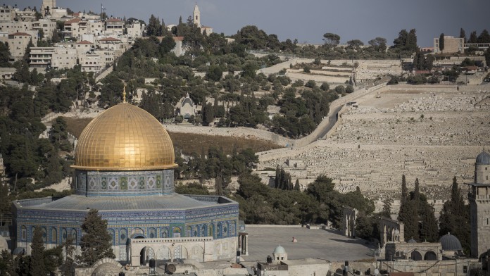 View of the Dome of the Rock on the Temple Mount in the Old City of Jerusalem