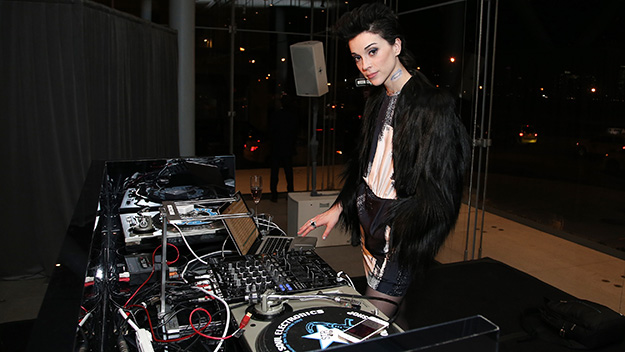 NEW YORK NY- APRIL 24 Musician St. Vincent wearing Max Mara performs at the Max Mara celebration of the opening of The Whitney Museum Of American Art at its new location