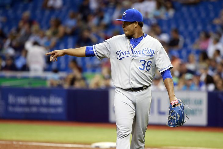 Volquez recreating the Sistine Chapel painting.- Kim Klement-USA TODAY Sports