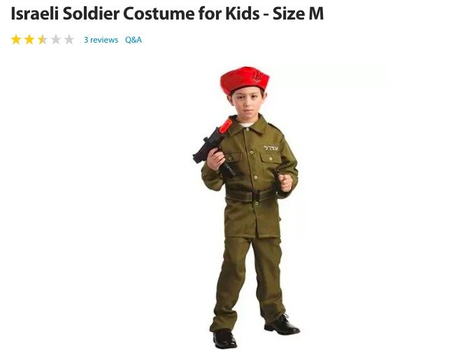 Walmart goes full Zionist, offers Israeli soldier costume for kids