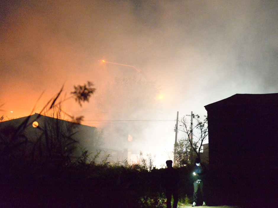 Smoke rises from a blast site at Xiditou Village in the Beichen District of Tianjin north China Tuesday Oct. 13 2015