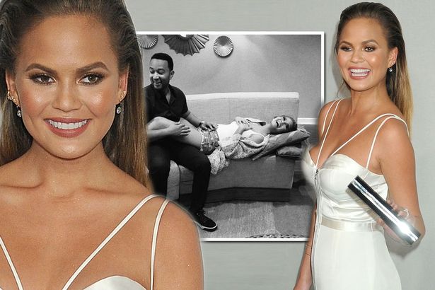 Grinning Chrissy Teigen seen for first time since announcing she's pregnant