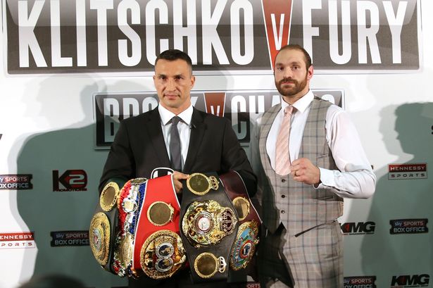 Wladimir Klitschko and Tyson Fury during a recent press conference