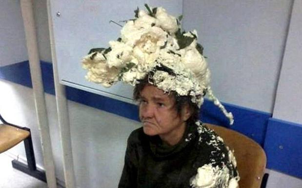 Woman mistakes builder's foam for hair mousse