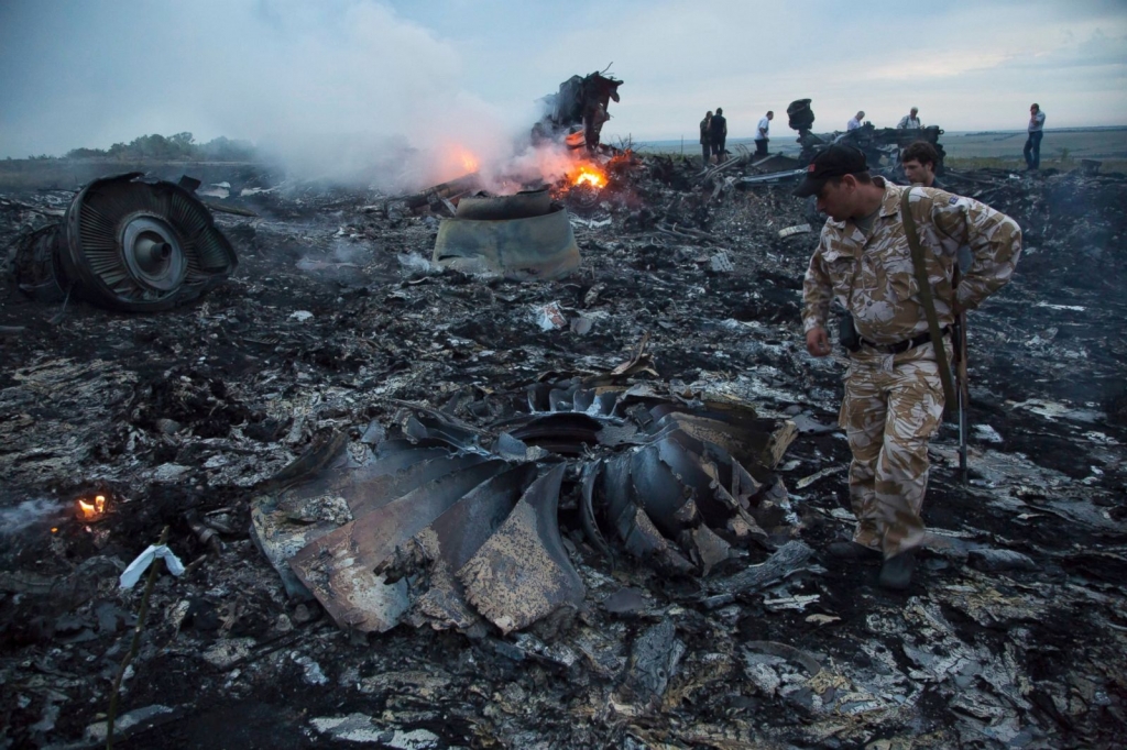 Wreckage of Malaysia Airlines flight MH17 near the Ukrainian town of Grabove