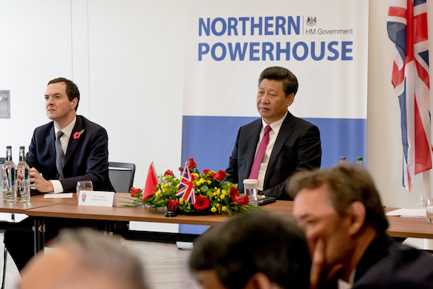 George Osborne and the President of the People's Republic of China Mr Xi Jinping tour the National Graphene Institute at Manchester University