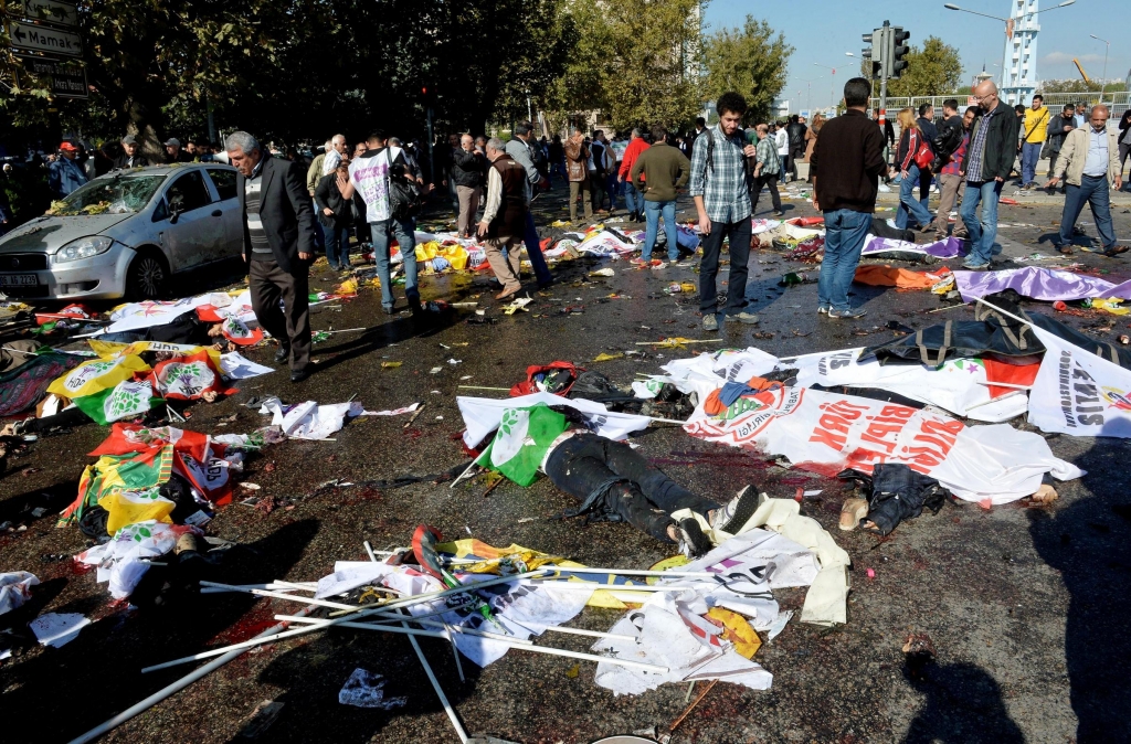 Two blasts reportedly targeting a peace rally in Ankara Turkey on Saturday morning left at least 30 people dead and 126 wounded outside the capital's main train station