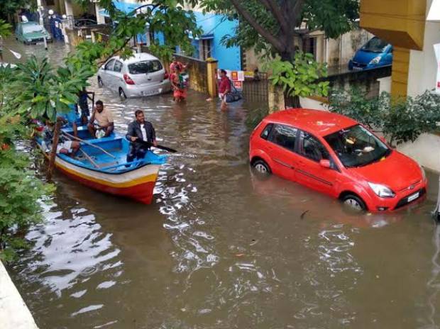 A boat plying in the Velachery area of South Chennai