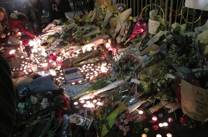 A memorial in Paris offers a tribute to the victims of the ISIS attack.
	 	
							Annie Harada Viot via Wikimedia Commons