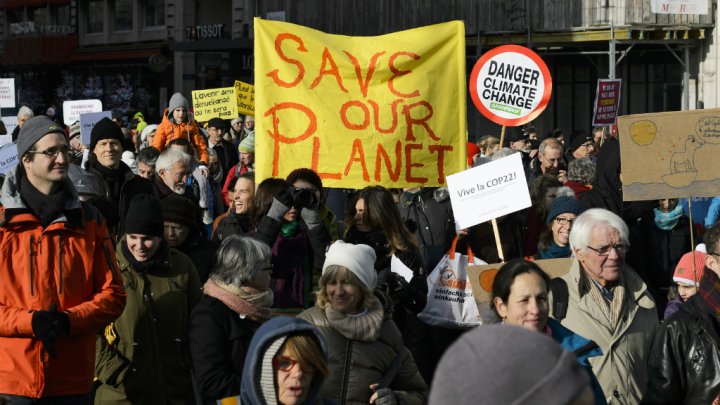 Geneva during a rally ahead of the UN climate summit COP21