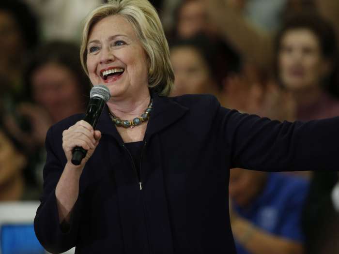 Democratic presidential candidate Hillary Clinton speaks during a rally Tuesday Nov. 24 2015 in a high school gymnasium in Denver. AP