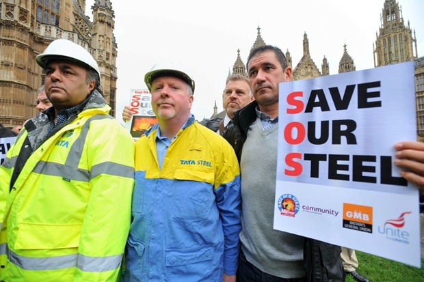 Members of the Unite union and Tata Steel workers