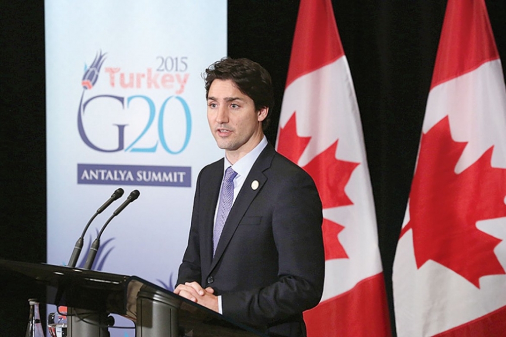 Prime Minister Justin Trudeau at the G-20 summit in Antalya Turkey