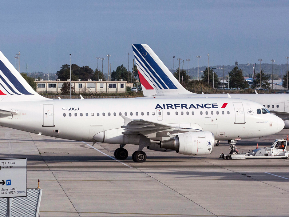 Air France planes on the tarmac at Charles De Gaulle airport in Roissy France