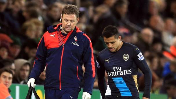 Alexis Sanchez right is one of 10 Arsenal players currently out injured