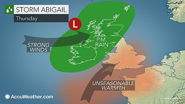 Amber weather warning for Storm Abigail