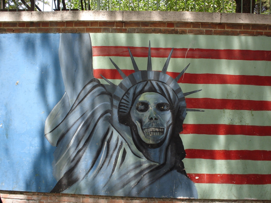 An anti American mural at the former US Embassy in Tehran