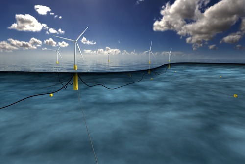 An artist's impression of the Hywind floating wind farm