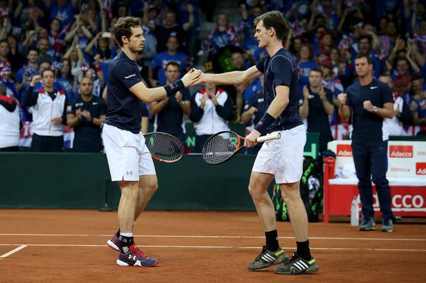 Andrew Milligan  PA Wire

Andy Murray and Jamie Murray celebrate during the Davis Cup Final