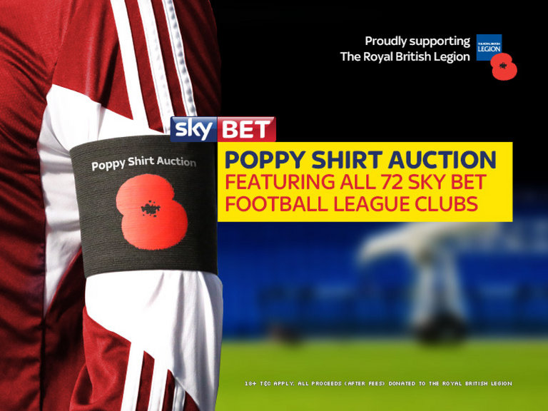 Sky Bet's Poppy Shirt Auction features all 72 Football League clubs