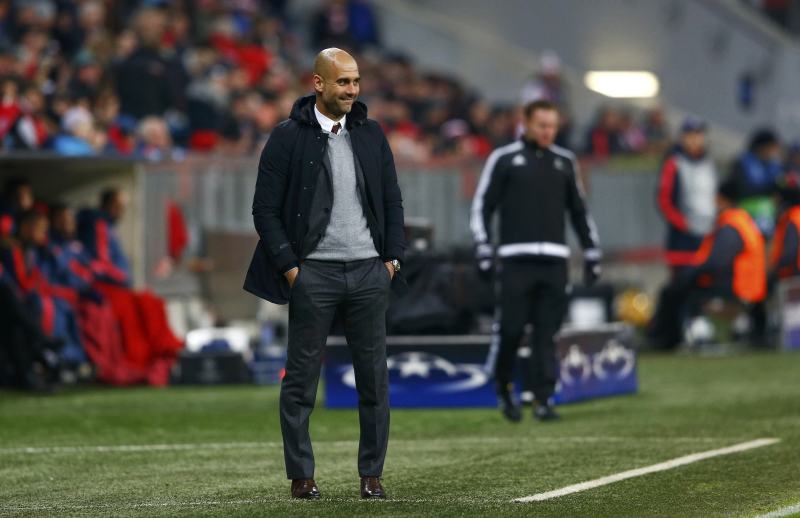 Bayern’s coach Pep Guardiola during the match against Olympiacos at Allianz Arena on Tuesday