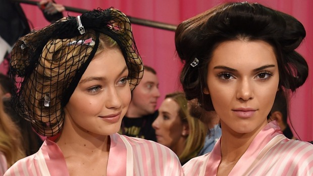 Behind the scenes Gigi Hadid and Kendall Jenner backstage ahead of the 2015 Victoria's Secret Fashion Show in New York