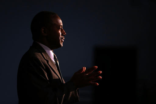 Republican presidential candidate Ben Carson speaks during a Distinguished Speakers Series event at Colorado Christian University on Oct. 29 2015 in Lakewood Colo