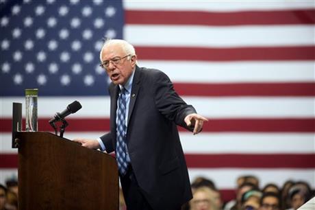 Democratic presidential candidate Sen. Bernie Sanders I-Vt. speaks at a town hall meeting with students at George Mason University in Fairfax Va. on Wednesday Oct. 28 2015