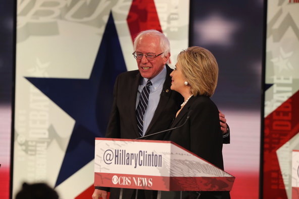 Senator Bernie Sanders of Vermont and Hillary Rodham Clinton the former secretary of state at the end of the Democratic debate on Saturday in Des Moines