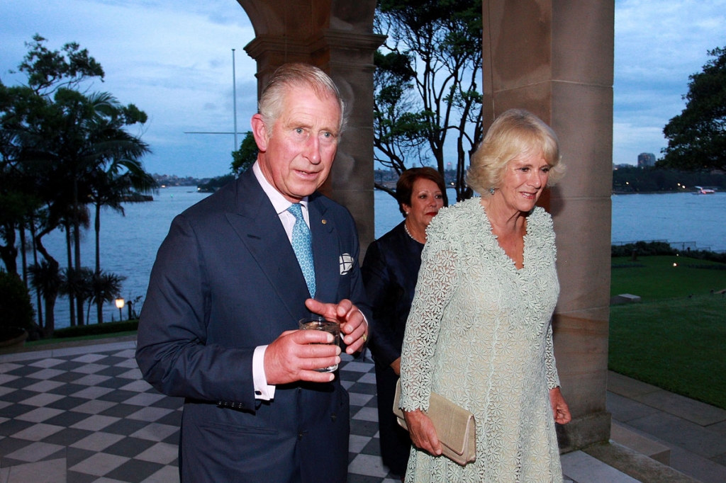 Britain's Prince Charles Prince of Wales and Camilla Duchess of Cornwall arrive during a dinner at Admiralty House