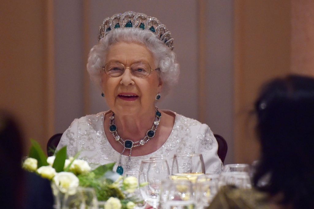 Britain's Queen Elizabeth attends a dinner at the Corinthia Palace Hotel in Attard near Valletta Malta