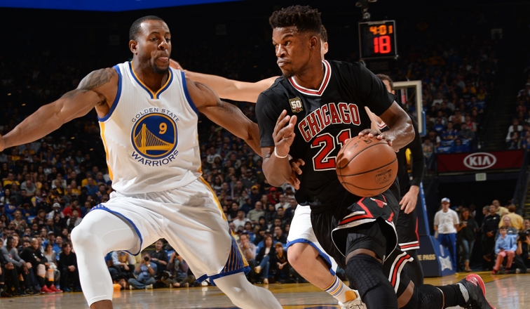 Bulls drop hard-fought game to Warriors 106-94    
   Shorthanded Bulls were led by Jimmy Butler's 28 and Kirk Hinrich's 17