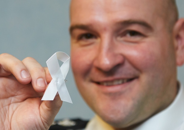 Chief Inspector Steve Maddocks who leads the Protective Services Department of the constabulary promoting the'White Ribbon Campaign aimed at cutting domestic violence