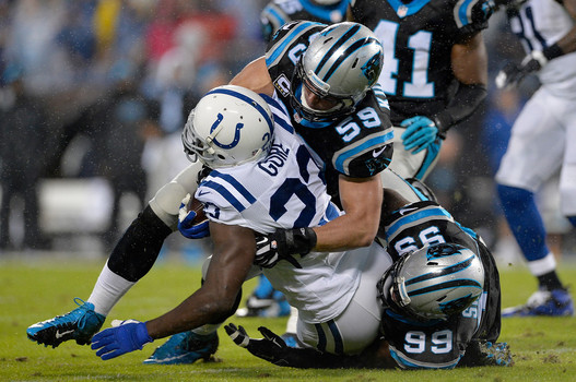 Carolina linebacker Luke Kuechly had 14 tackles in Week 8 win over Colts