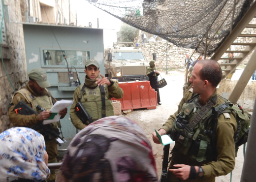 Checking residents’ names at Bab a Zawiya Checkpoint Tel Rumeidah