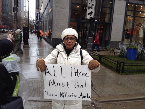 Vanessa Jordan 57 a Chicago Public Schools teacher from Beverly was one of hundreds who protested Laquan McDonald's fatal shooting on Friday Dan Mihalopoulos