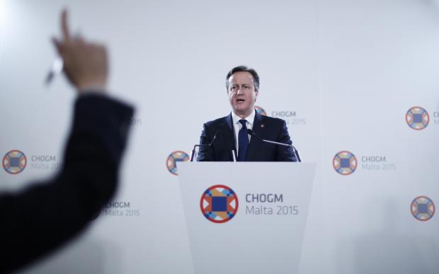 David Cameron addressing the press at the Intercontinental Malta this afternoon