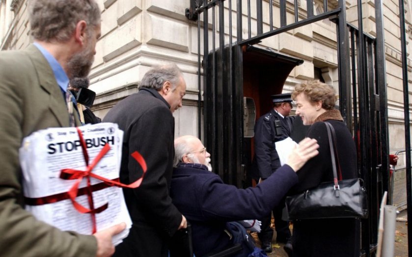 An anti-war delegation led by Jeremy Cor