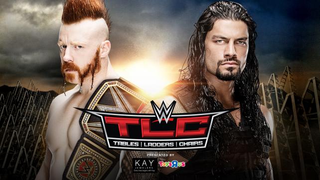 WWE TLC 2015 Roman Reigns vs. Sheamus tables ladders and chairs match set