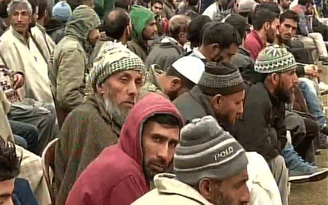 Crowd at the Sher-e Kashmir stadium in Srinagar